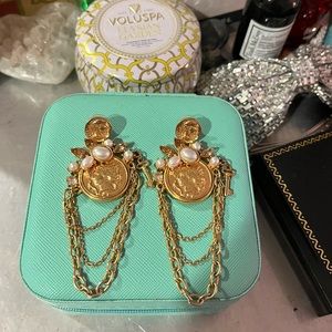 Oscar de la Renta Gold Earrings (post-back)